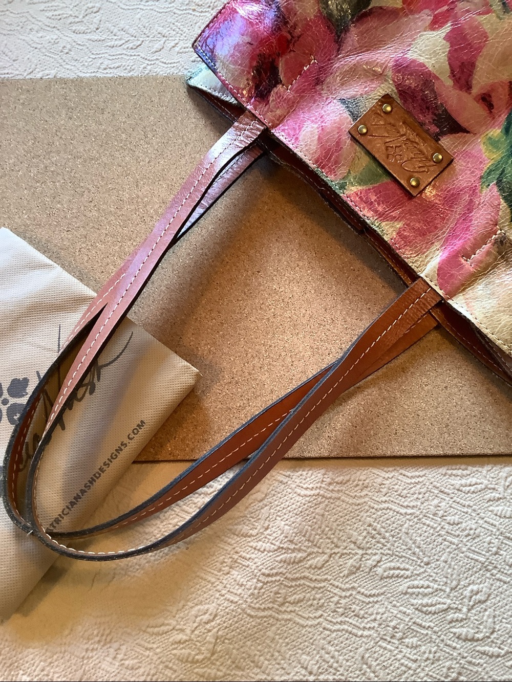 Patricia Nash Floral Leather Tote Shoulder Bag - Picture 12 of 16